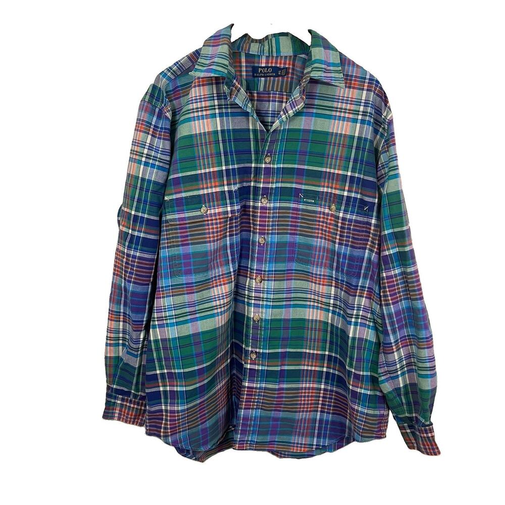 POLO Ralph Lauren Large Tall Plaid Long Sleeves Button Up Shirt
